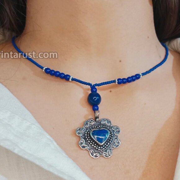 Black Friday Lapis Lazuli Gemstone Jewelry Necklace and Earrings - Picture 4 of 4